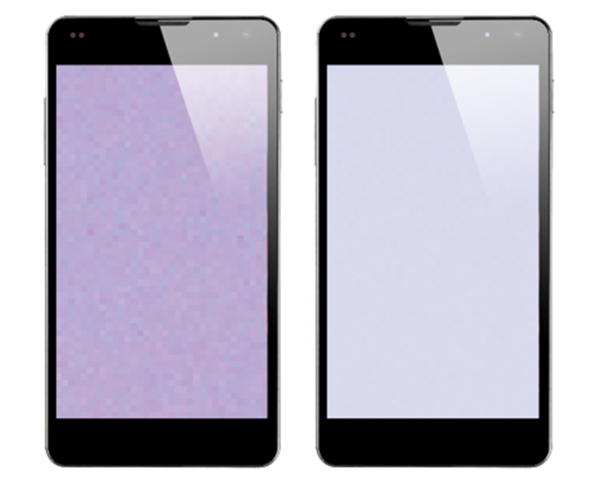 OLED smartphone demura before and after