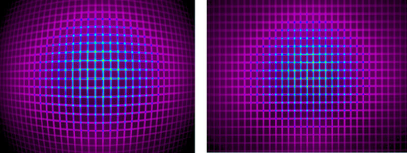 Distortion calibration before and after