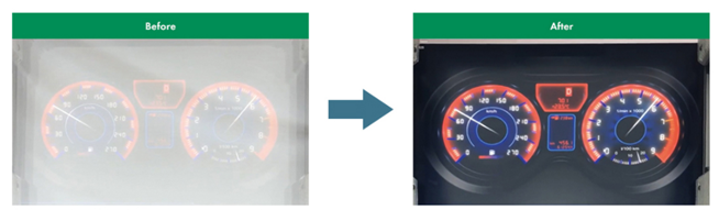 automotive dashboard diasplay_sun glare before and after AG