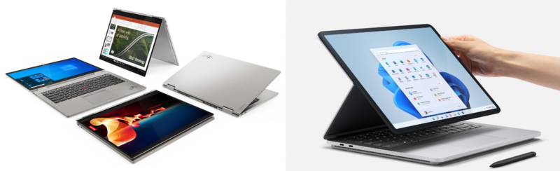 Lenovo and Surface flexible laptop shapes