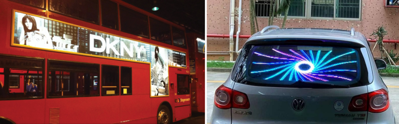 Exterior vehicle display examples_LCD and LED