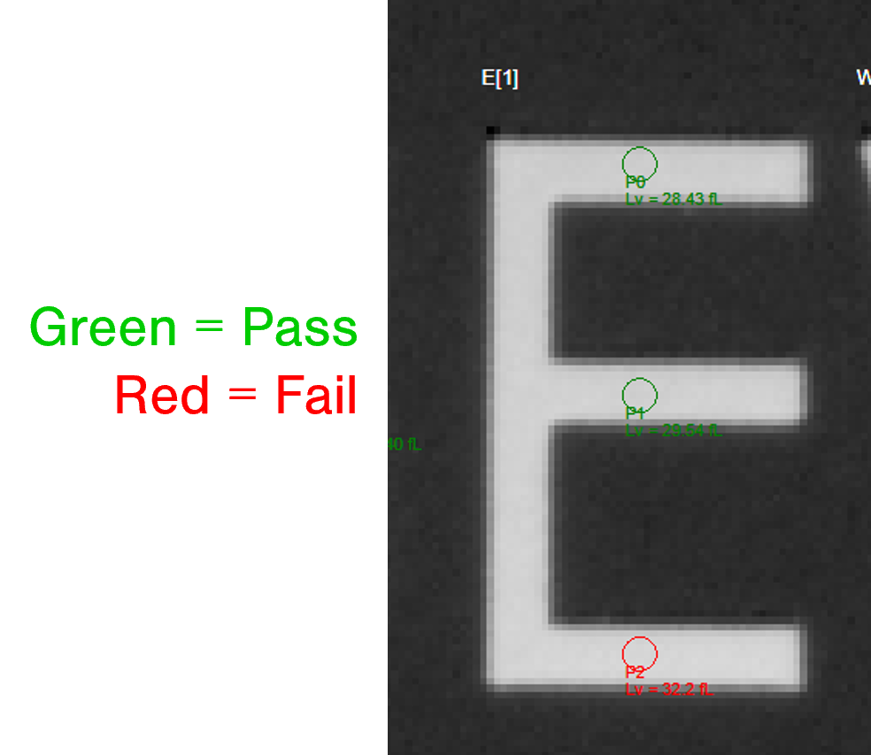 aerospace character evaluation - ACE- letter E luminance